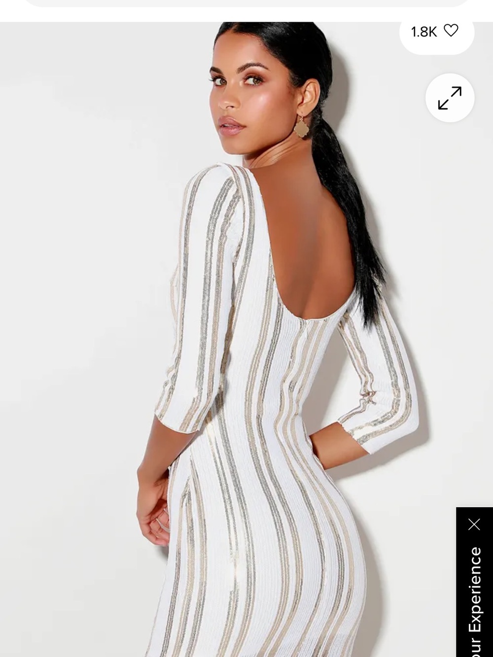LULUS Standing Ovation White and Gold Sequin Striped Bodycon Dress - Picture 4 of 9